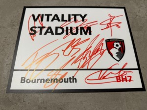 SQUAD SIGNED AFC BOURNEMOUTH STREET SIGN METAL 2026 SHIRT 2 for sale on Ebay