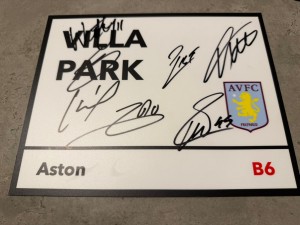 SQUAD SIGNED ASTON VILLA  METAL STREET SIGN 2026 SHIRT 2 for sale on Ebay