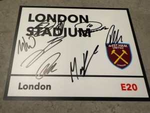 SQUAD SIGNED WEST HAM UNITED STREET SIGN METAL 2026 SHIRT 1 for sale on Ebay