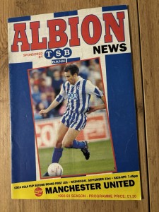 1992  DAVID BECKHAM DEBUT PROGRAMME BRIGHTON V MANCHESTER UNITED MAN UTD for sale on Ebay