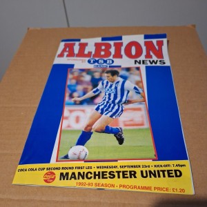 BRIGHTON V MANCHESTER UTD 1992/93 LEAGUE CUP FOOTBALL PROGRAMME DAVID BECKHAM for sale on Ebay
