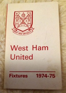 West Ham United Fixtures Card 1974-75 for sale on Ebay