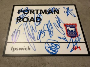 IPSWICH TOWN FC SIGNED 2026 METAL STREET SIGN FOOTBALL PROOF SHIRT PHOTO 1 for sale on Ebay