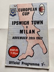 Ipswich Town v Milan European Cup- 28/11/1962- 2 nd rd- 2 nd leg for sale on Ebay