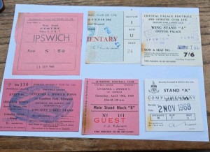 IPSWICH TOWN AWAY TICKET STUBS 1960'S X  6 for sale on Ebay