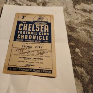 Chelsea v Stoke City Football Programme 15/11/1947 for sale on Ebay