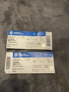  2024 Brighton and Hove Albion  vs Manchester United Ticket Stub X2  for sale on Ebay