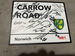 NORWICH CITY FC SIGNED 2026 METAL STREET SIGN FOOTBALL PROOF SHIRT PHOTO 1 for sale on Ebay