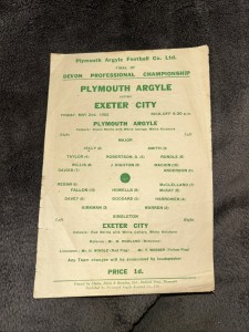 2/5/1952 Plymouth Argyle v Exeter City.  Devon Bowl Final, Very Rare for sale on Ebay
