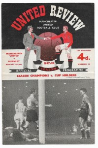 1957/58 Division 1 - MANCHESTER UNITED v. BURNLEY (token intact) for sale on Ebay