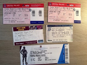 5 X West Ham United Ticket Stubs - Various Teams 2003, 2004,2011 & 2012  for sale on Ebay