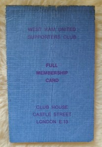West Ham United supporters Full Club Membership Card 1974 for sale on Ebay