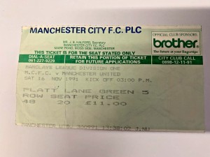 1991/92 - Man City v Manchester United - 16/11/91 - Used Ticket Stub - Man Utd for sale on Ebay