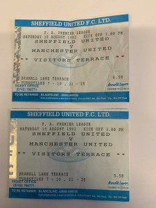 1992/93 - Sheffield Utd v Manchester United - 15/08/92 - Ticket Stub (2 Tickets) for sale on Ebay