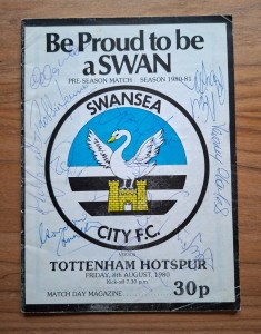 1980 - Swansea City v Tottenham Hotspur, Autographed Friendly Programme. for sale on Ebay