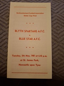 Blyth Spartans v Blue Star programme.  5/5/1981  Senior Cup Final @ Newcastle for sale on Ebay