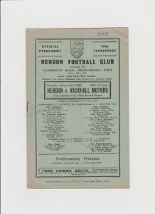 1959-60 Hendon v. Vauxhall Motors - F A Amateur Cup 1st Round for sale on Ebay