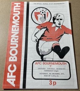 1975/76 BOURNEMOUTH v OXFORD UNITED RESERVES PROGORAMME for sale on Ebay