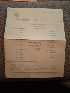 Fulham Reserves v Leicester City Res programme.  5/4/1969 for sale on Ebay