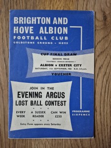 1965/66 Brighton V Exeter Div3 Football Programme Very Good Condition for sale on Ebay