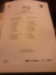 Fulham Women v  Chelsea Women  Academy  2025-2026 CUP  TEAMSHEET for sale on Ebay