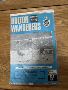 Bolton Wanderers v Chelsea League Cup Programme 1971/72 for sale on Ebay