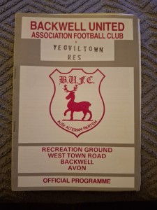Backwell United v Yeovil Town Reserves programme.  2/9/1989 for sale on Ebay