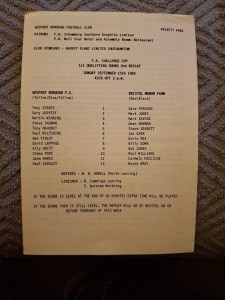 Gosport Borough v Bristol Manor Farm programme.  15/9/1985  FA Cup Replay  for sale on Ebay