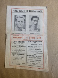 29.1.1955. Swansea Town v Stoke City (FA Cup 4th Round). Programme for sale on Ebay