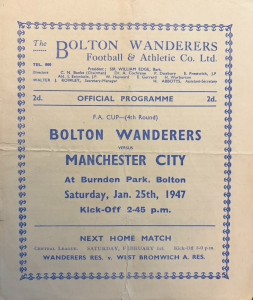 Bolton Wanderers v Manchester City F A Cup 4th round 1946/47 for sale on Ebay
