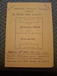 Alnwick Town v Bedlington programme.  20/4/1981 for sale on Ebay
