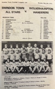 Swindon Town v Wolverhampton Wanderers Friendly 1973/74 for sale on Ebay