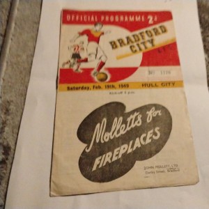 Bradford City v Hull City Football Programmes 19/2/1949. for sale on Ebay