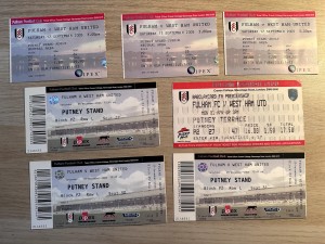 7 X West Ham United Ticket Stubs - Away to Fulham 2002, 2005 & 2006  for sale on Ebay