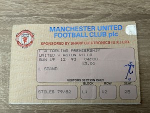 Used TICKET 1993 -94  Manchester United  - Aston Villa League -   for sale on Ebay