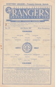 RANGERS V FALKIRK 16/3/1957 DIV 1 for sale on Ebay