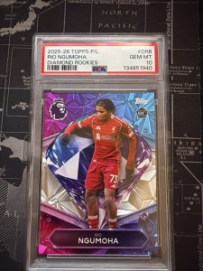 Topps Premier League 25/26 Rio Ngumoha Diamond Rookie Card Liverpool DR6 PSA 10 for sale on Ebay