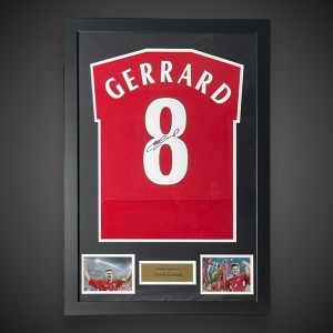 Steven Gerrard Hand Signed And Framed Liverpool Football Shirt Bid  £135 for sale on Ebay