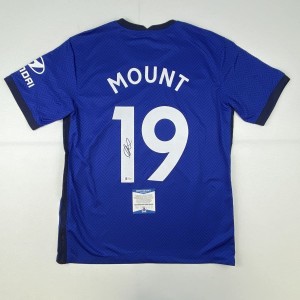 Autographed/Signed MASON MOUNT Chelsea FC Blue Soccer Jersey Beckett BAS COA #2 for sale on Ebay