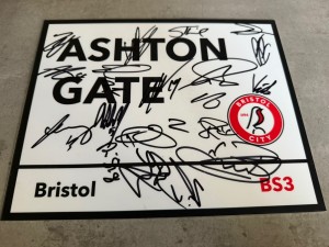 BRISTOL CITY SIGNED 2026 METAL STREET SIGN FOOTBALL PROOF SHIRT BALL PHOTO 1 for sale on Ebay