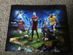 Genuine Hand Signed Football picture By Suarez, Ronaldo, Lionel Messi & Neymar for sale on Ebay