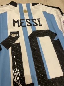 Lionel Messi Hand Signed Argentina 2022 home shirt with Beckett authentication  for sale on Ebay