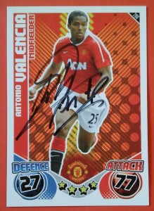 hand signed Antonio Valencia of Manchester United Match Attax 2010 / 11 card for sale on Ebay