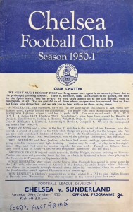 Chelsea v Sunderland Div 1 1950/51 for sale on Ebay