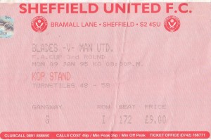SHEFFIELD UNITED V MANCHESTER UNITED 08/01/1995  FA CUP - USED TICKET for sale on Ebay