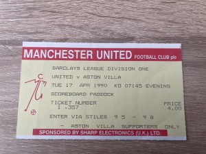 1989-90 Manchester United V  Aston Villa used Ticket  for sale on Ebay