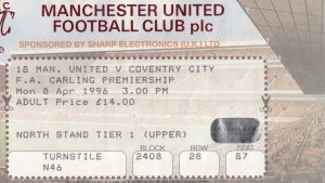 MANCHESTER UNITED V COVENTRY CITY 8/4/1996 PL USED TICKET for sale on Ebay