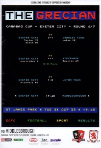 2023/24 EXETER 2-3 MIDDLESBROUGH LEAGUE (CARABAO) CUP 4TH RD 31.10.23 ATT 7,601 for sale on Ebay