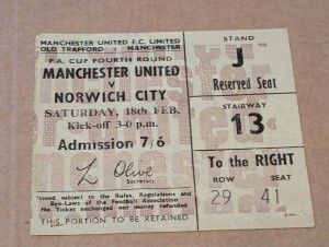Manchester United v Norwich City (FA Cup) 1966-67 ticket #1 for sale on Ebay