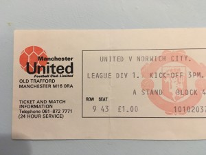 Man united V Norwich city 1976 ticket for sale on Ebay